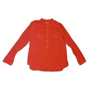 Gap Women's Collarless Button Down Blouse Size Small in Coral